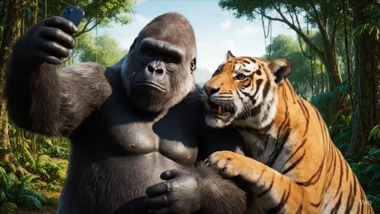 Veo 3 Prompt Tutorial: Gorilla and Tiger’s Hilarious Jungle Selfie Fail